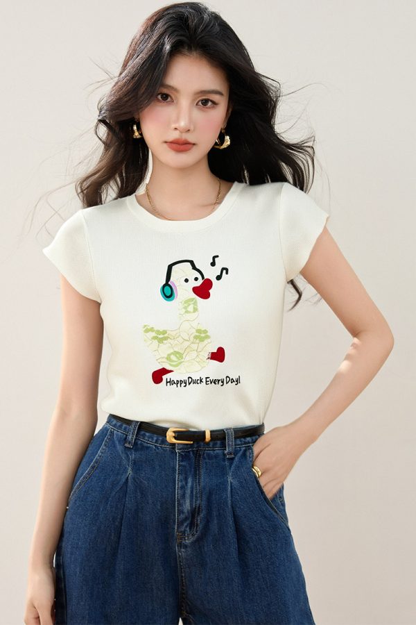 Slim short sleeve tops niche sweater for women